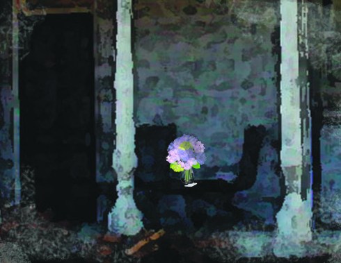 Hydrangeas on Porch illustration by Linda Santell